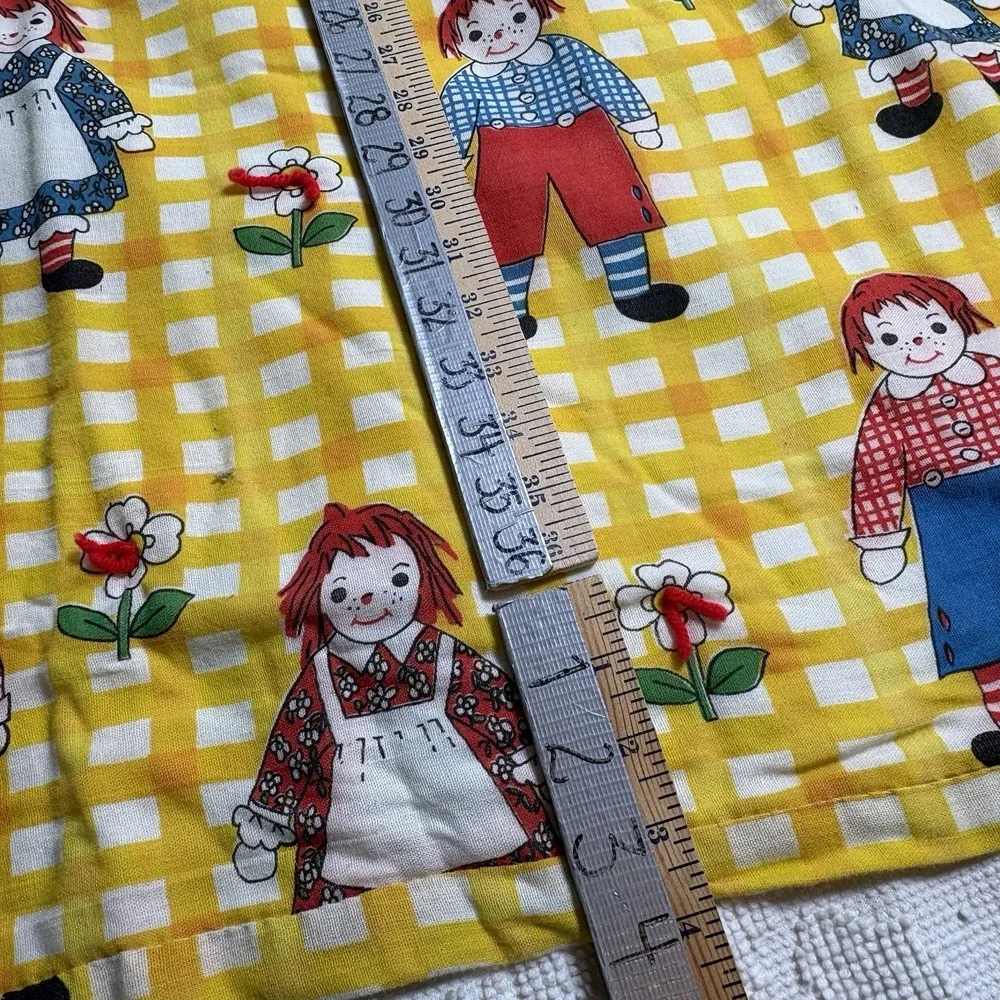 Raggedy Ann Andy Quilt Top Cover Crib Lap Colorful Yellow Gingham 45 X 40